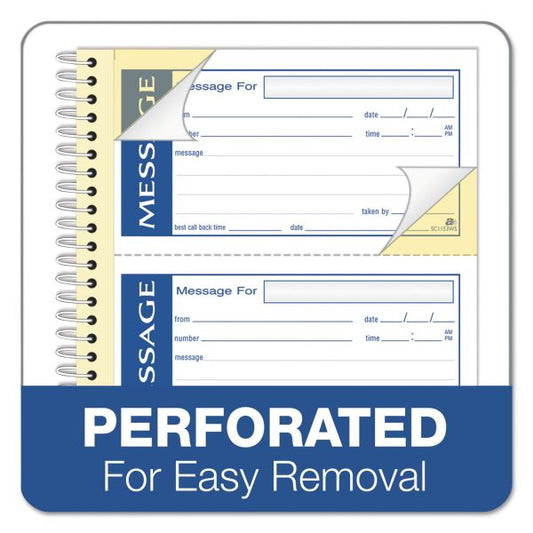 Adams Write 'n Stick Phone Message Book, Two-Part Carbonless, 4.75 x 2.75, 4 Forms/Sheet, 200 Forms Total