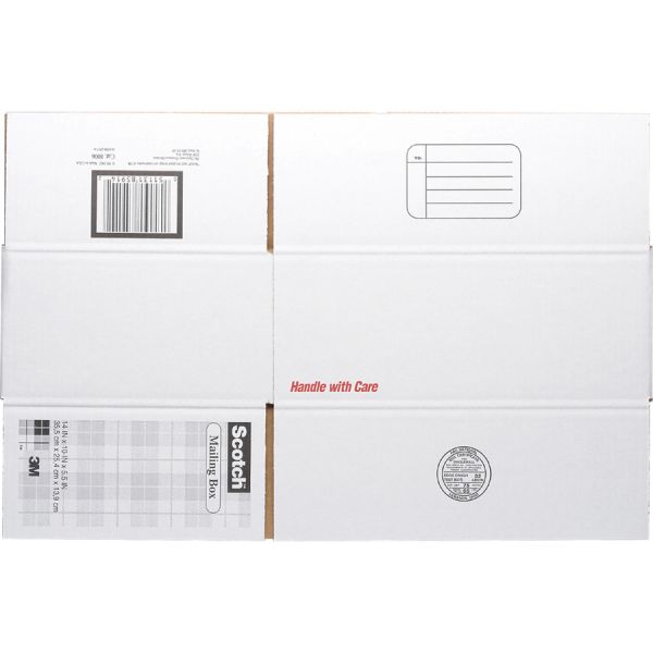 Scotch Mailing Box External Dimensions: 14" Length x 10" Width x 5.5" Height - White - For Mail - Recycled - 1 Each