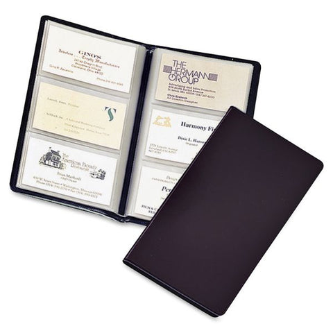 Cardinal Business Card File 72 Capacity - 7.75" x 4.38" - Black Vinyl Cover