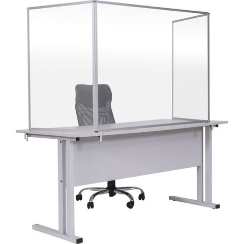 Bi-silque Desktop Divider Glass Barrier 47.2" Width x 0.5" Depth x 35.4" Height x 40.9" Length - 1 Each - Aluminum - Glass