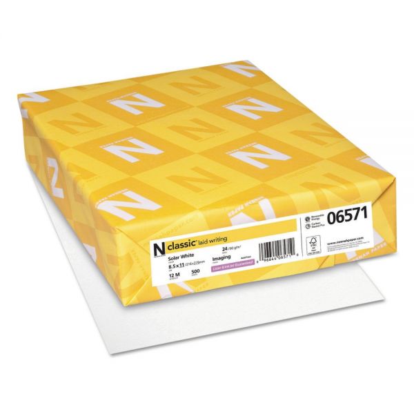 Neenah Paper CLASSIC Laid Stationery, 97 Bright, 24 lb Bond Weight, 8.5 x 11, Solar White, 500/Ream