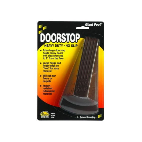 Master Caster Giant Foot Doorstop, No-Slip Rubber Wedge, 3.5w x 6.75d x 2h, Brown