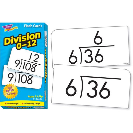 TREND Skill Drill Flash Cards, Division, 3 x 6, Black and White, 91/Pack