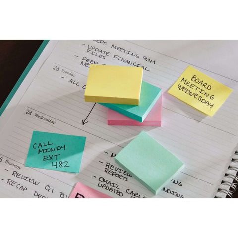 Post-it Notes Original Pads in Beachside Cafe Collection Colors, 1.38" x 1.88", 100 Sheets/Pad, 12 Pads/Pack