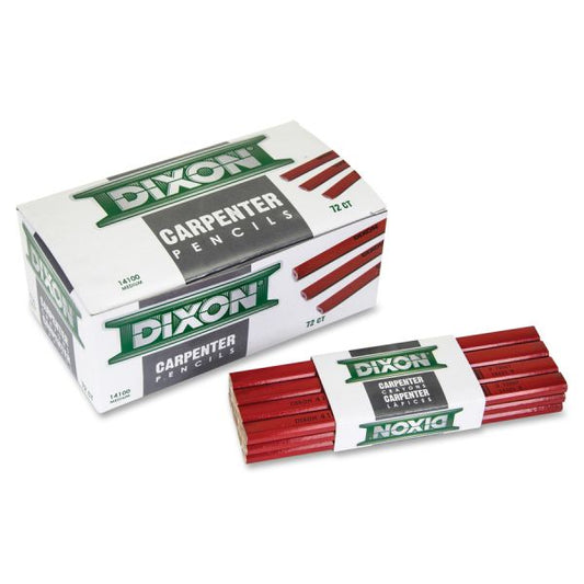 Dixon Economy Flat Carpenter Pencils Medium Point - Gray Lead - Red Barrel - 1 Dozen