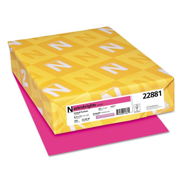 Astrobrights Color Cardstock, Smooth, 65lb, 8 1/2 x 11, Fireball Fuchsia, 250 Sheets