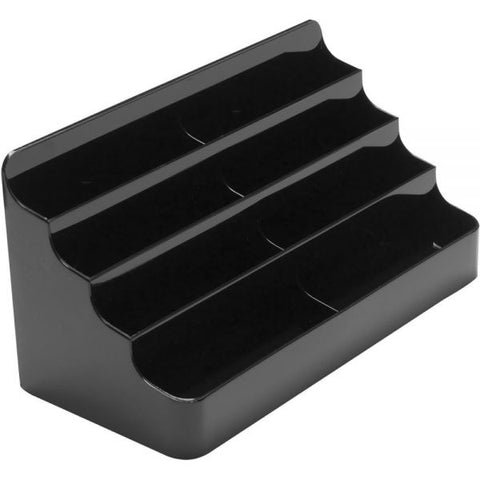 deflecto 8-Tier Recycled Business Card Holder, Holds 400 Cards, 7.88 x 3.88 x 3.38, Plastic, Black