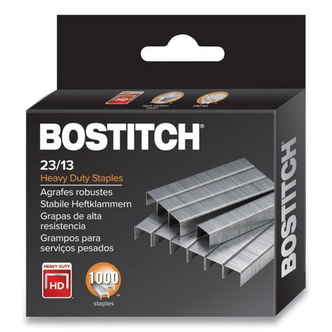 Bostitch Premium Heavy-Duty Staples, 0.5" Leg, 0.5" Crown, Steel, 1,000/Box