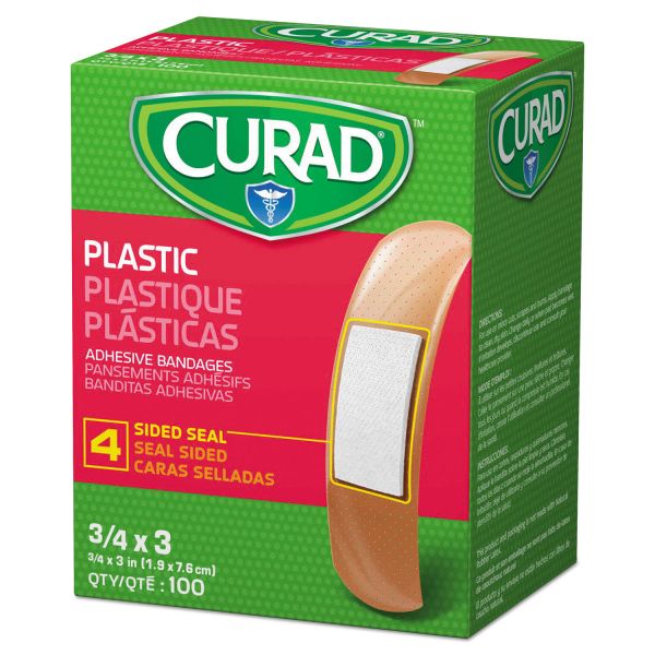 Curad General Purpose Bandages, 3/4"x3", 100/Box