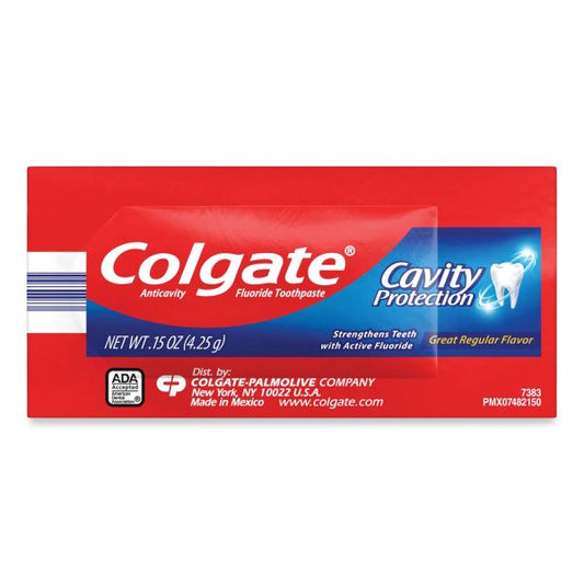 Colgate Cavity Protection Toothpaste, Regular Flavor, 0.15 oz Sachet, 1,000/Carton