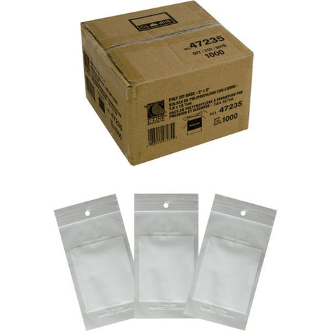 C-Line Write-On Poly Bags, 2 mil, 3" x 5", Clear, 1,000/Carton