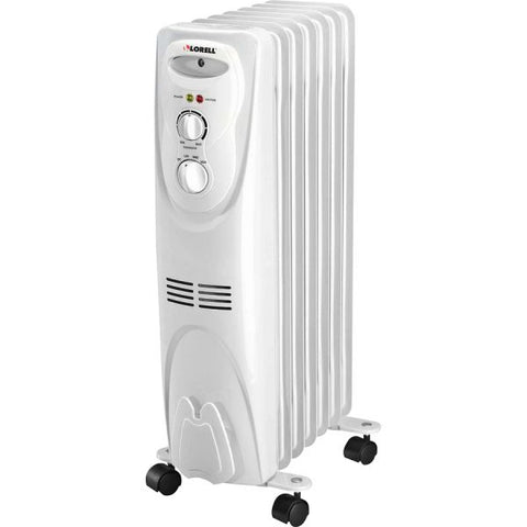 Lorell 1500 Watt 3-Setting Oil Filled Heater Oil Filled - Electric - 1500 W - 3 x Heat Settings - White