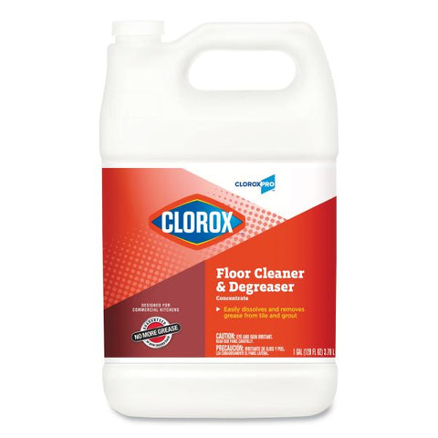 Clorox Professional Floor Cleaner and Degreaser Concentrate, 1 gal Bottle, 4/Carton