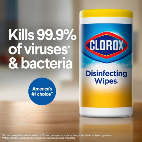 Clorox Disinfecting Wipes, Bleach Free Cleaning Wipes – Crisp Lemon - 75 Count (Pack of 6)