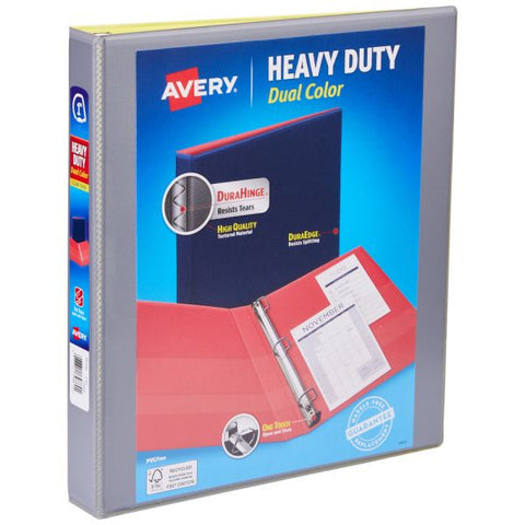 Avery 3-Ring Dual Color Heavy-Duty View Binder, 1" Slant Rings, 49% Recycled, Gray/Yellow