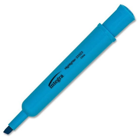 Integra Tank Style Highlighters Chisel Point - Fluorescent Blue - 12/ Pack