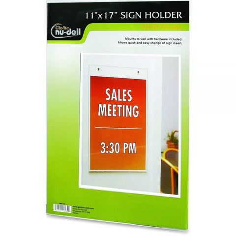 NuDell Clear Plastic Sign Holder, Wall Mount, 11 x 17