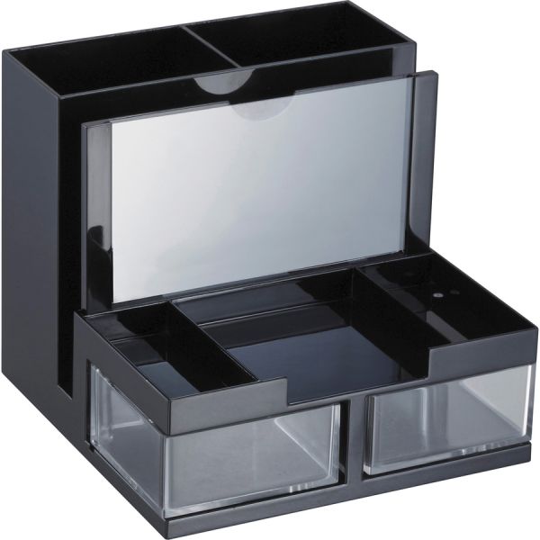 OIC VersaPlus Functional Desktop Organizer 6.2" x 6.3" x 5.5" - 9 Compartments - Plastic - Black & Clear