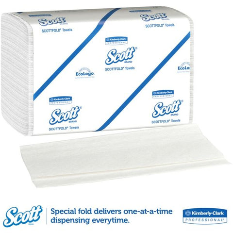 Scott SCOTTFOLD Paper Towels, 7 4/5 x 12 2/5, 1-Ply, White, 175 Sheets/Pack, 25 Packs/Carton