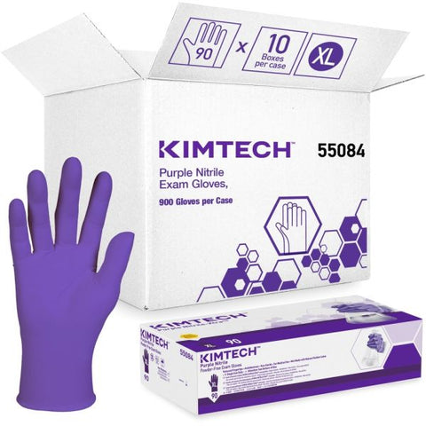 Kimtech PURPLE NITRILE Gloves, Purple, 242 mm Length, X-Large, 6 mil, 900/Carton