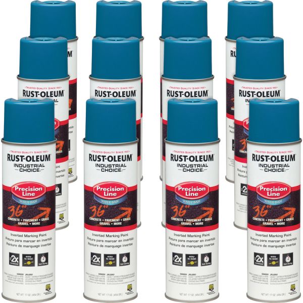 Rust-Oleum Industrial Choice Precision Line Marking Paint 17 fl oz - 12 / Carton - Caution Blue