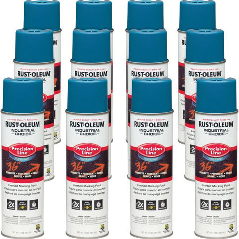 Rust-Oleum Industrial Choice Precision Line Marking Paint 17 fl oz - 12 / Carton - Caution Blue