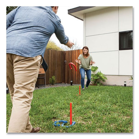 Champion Sports Indoor/Outdoor Rubber Horseshoe Set, 4 Rubber Horseshoes, 2 Rubber Mats, 2 Plastic Dowels