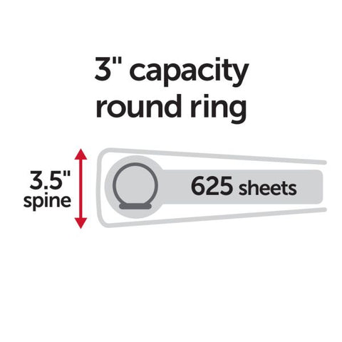 Just Basics 3-Ring View Binder, 3" Round Rings, 61% Recycled, White