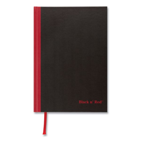 Black n' Red Casebound Business Notebook 96 Sheets - Case Bound - Ruled9.9"7" - Black/Red Cover - Bleed Resistant, Ink Resistant, Smooth, Hard Cover, Ribbon Marker - 1Each