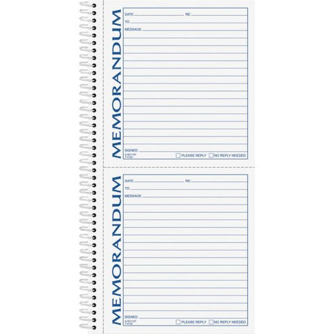 TOPS Memorandum Book, Two-Part Carbonless, 5.5 x 5, 2 Forms/Sheet, 100 Forms Total