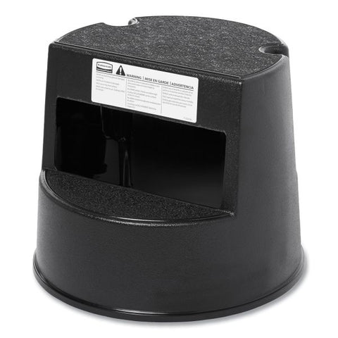 Rubbermaid Commercial Rolling Step Stool, Curved Design, 2-Step, Retracting Casters, 350 lb Capacity, 16" Diameter x 13.5"h, Black