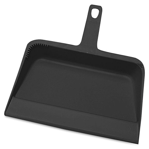 Genuine Joe Heavy-duty Plastic Dust Pan 12" Wide - Plastic - Black - 1 Each