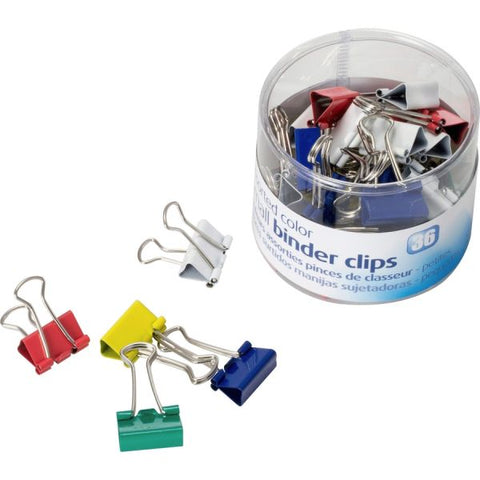 Officemate Assorted Colors Binder Clips, Small, 36/Pack