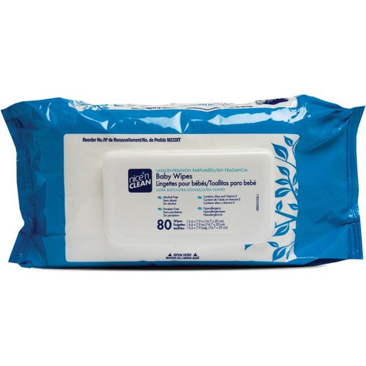 PDI Nice'n Clean Baby Wipes 7.90" x 6.60" - Blue - Paraben-free, Latex-free, Resealable, Alcohol-free, Hypoallergenic, Moist - For Skin - 80 - 12 / Carton