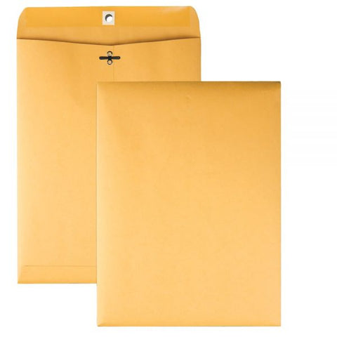 Quality Park Clasp Envelope, 32 lb Bond Weight Kraft, #10 1/2, Square Flap, Clasp/Gummed Closure, 9 x 12, Brown Kraft, 100/Box