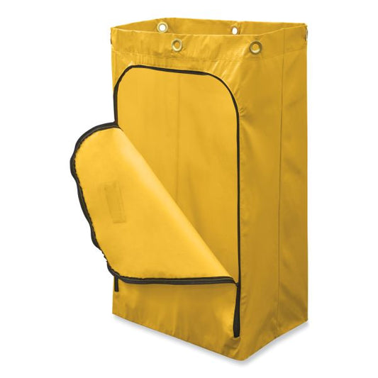 Rubbermaid Commercial Zippered Vinyl Cleaning Cart Bag, 24 gal, , 17.25" x 30.5", Yellow