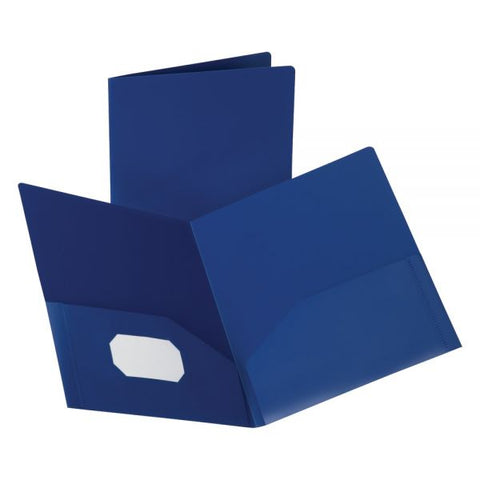 Oxford Poly Twin-Pocket Folder, 100-Sheet Capacity, 11 x 8.5, Opaque Dark Blue