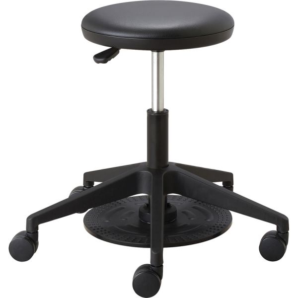 Safco Lab Stool with Foot Pedal Vinyl Seat - Black, Chrome - 1 Each