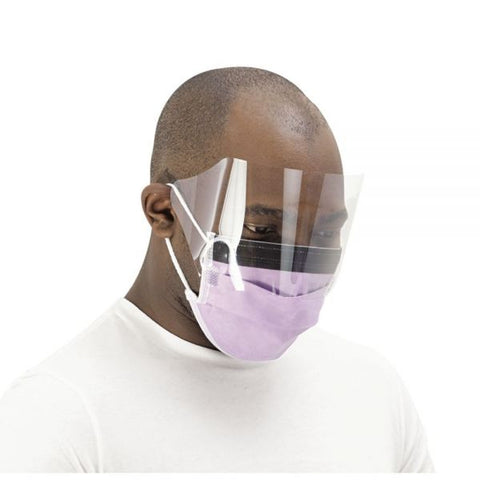 Medline Prohibit Face Mask w/Eyeshield, Polypropylene/Cellulose, Purple, 25/Box