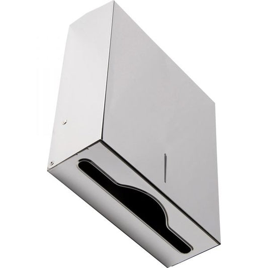 Genuine Joe C-Fold/Multi Fold Towel Cabinet Dispenser C Fold, Multifold13.5" x 11" x 4.3" - Stainless Steel - White