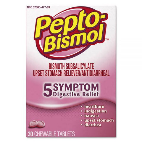 Pepto-Bismol Chewable Tablets, Original Flavor, 30/Box, 24 Box/Carton