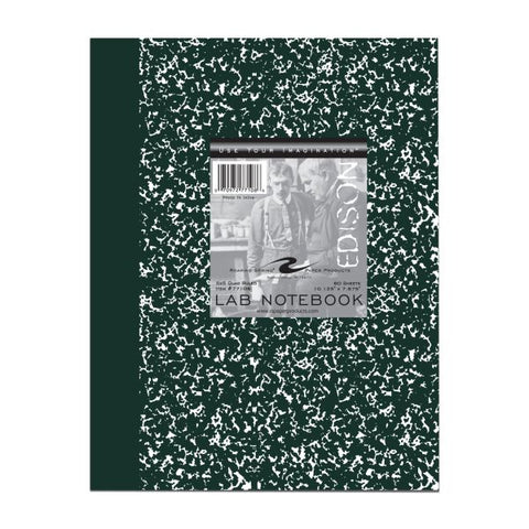 Marble Lab Book 10"x8" 5x5 Graph Ruled Green Cov Case of 24 of Marble Lab Notebooks, 10"x8", 60 sheets of 15# Smooth White Paper,, gloss laminate cover, 5x5 graph