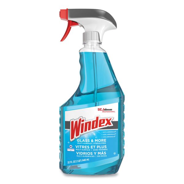 Windex Ammonia-D Glass Cleaner, Fresh, 32 oz Spray Bottle, 8/Carton Spray - 32 fl oz (1 quart) - 8 / Carton - Blue