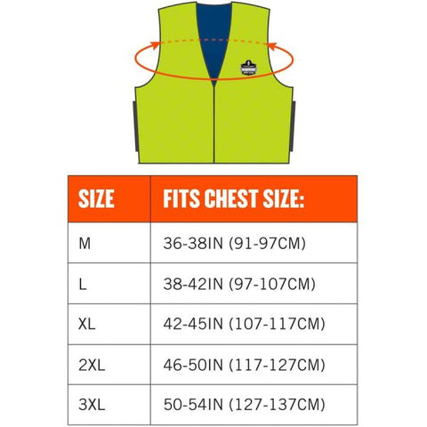 Ergodyne Chill-Its Evaporative Cooling Vest Large Size - Polymer, Nylon - 1 / Carton - Lime