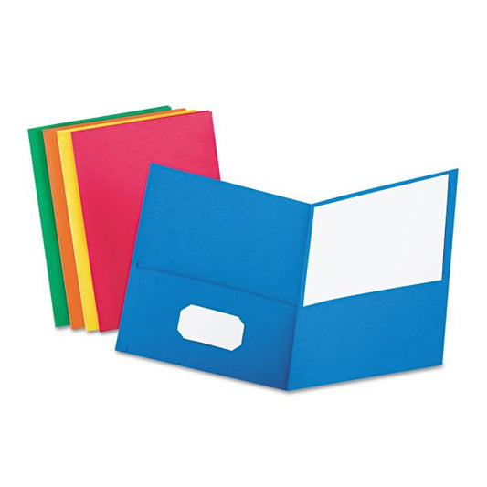 Oxford Twin-Pocket Folder, 100-Sheet Capacity, Assorted Colors, 25/Box