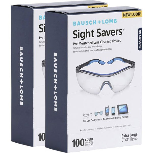 Bausch + Lomb Sight Savers Lens Cleaning Tissues For Eyeglasses, Monitor, Camera Lens - Anti-fog, Anti-static, Pre-moistened, Silicone-freeBox - 200 / Bundle - Multi