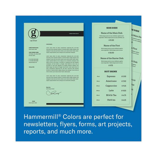 Hammermill Recycled Colored Paper, 20 lb, 8 1/2 x 11, Green, 5000 Sheets/Carton