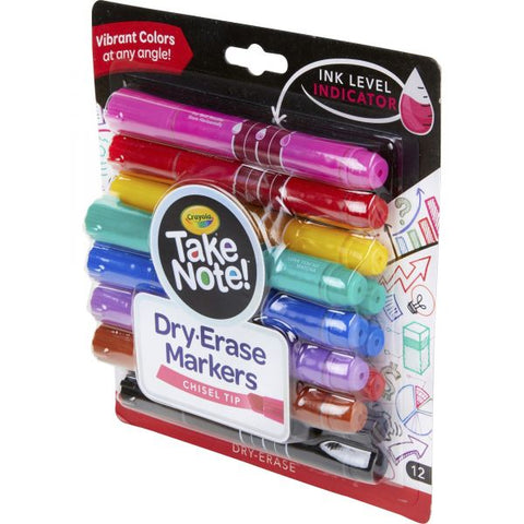 Take Note! Dry Erase Markers Chisel Marker Point Style - Assorted - 12 / Pack