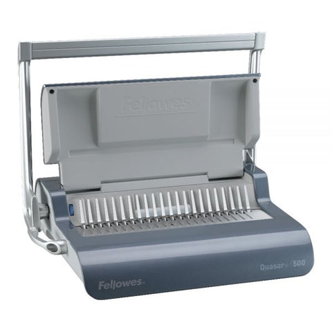 Fellowes Quasar 500 Manual Comb Binding System, 500 Sheets, 18.13 x 15.38 x 5.13, Metallic Gray