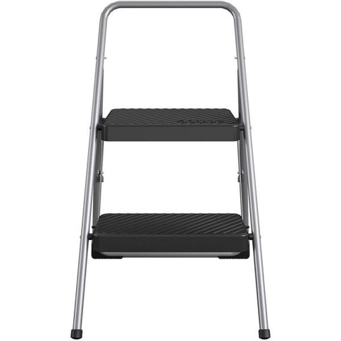 Cosco 2-Step Folding Steel Step Stool, 200 lb Capacity, 28.13" Working Height, Cool Gray